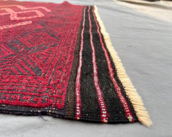 3'8 x 5'5フィートのヴィンテージアフガニスタンスマックキリムラグ