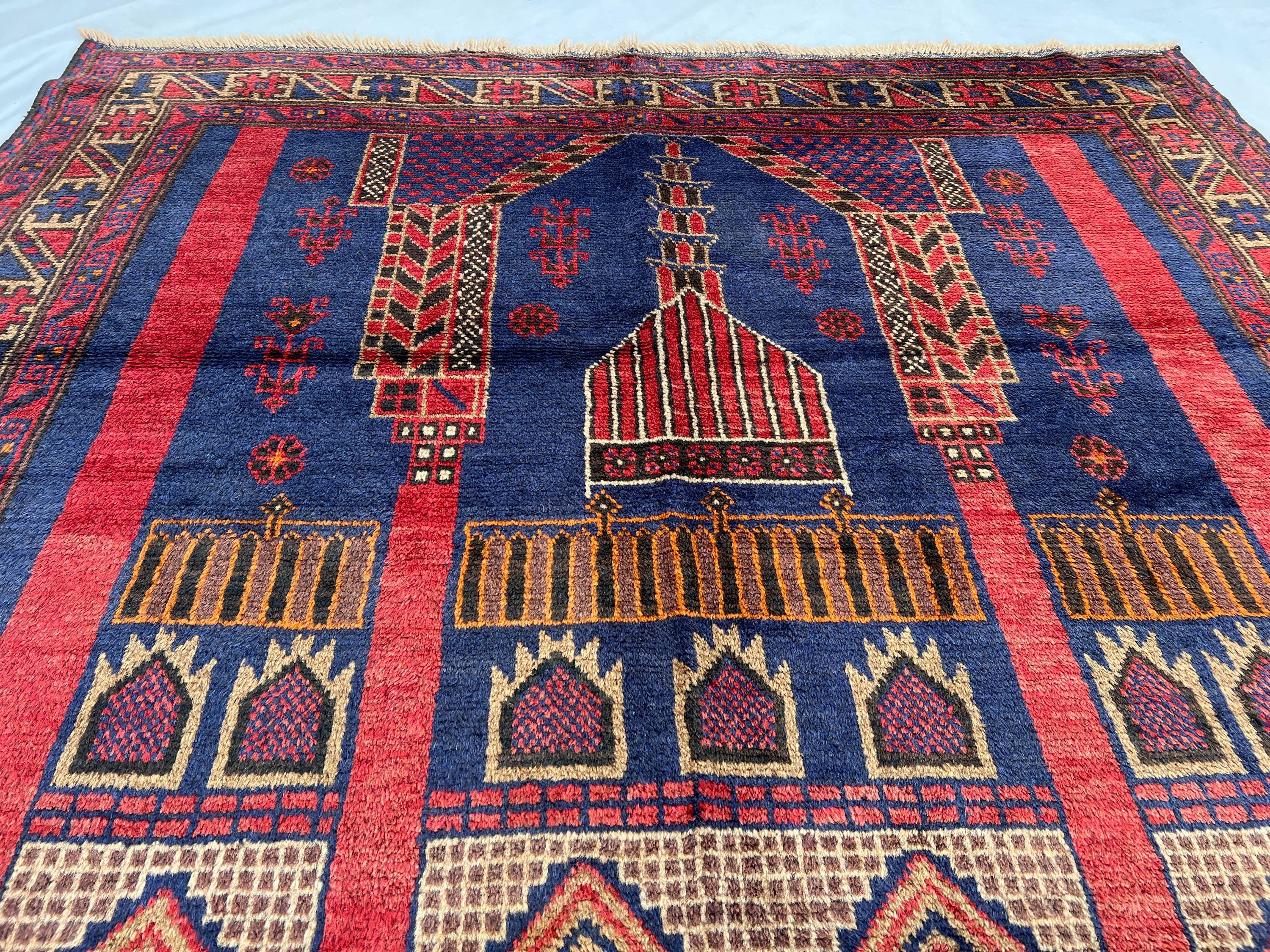 6 X 9 Vintage Afghan Baluch Rug | Nomadic Fine Handmade Wool Area