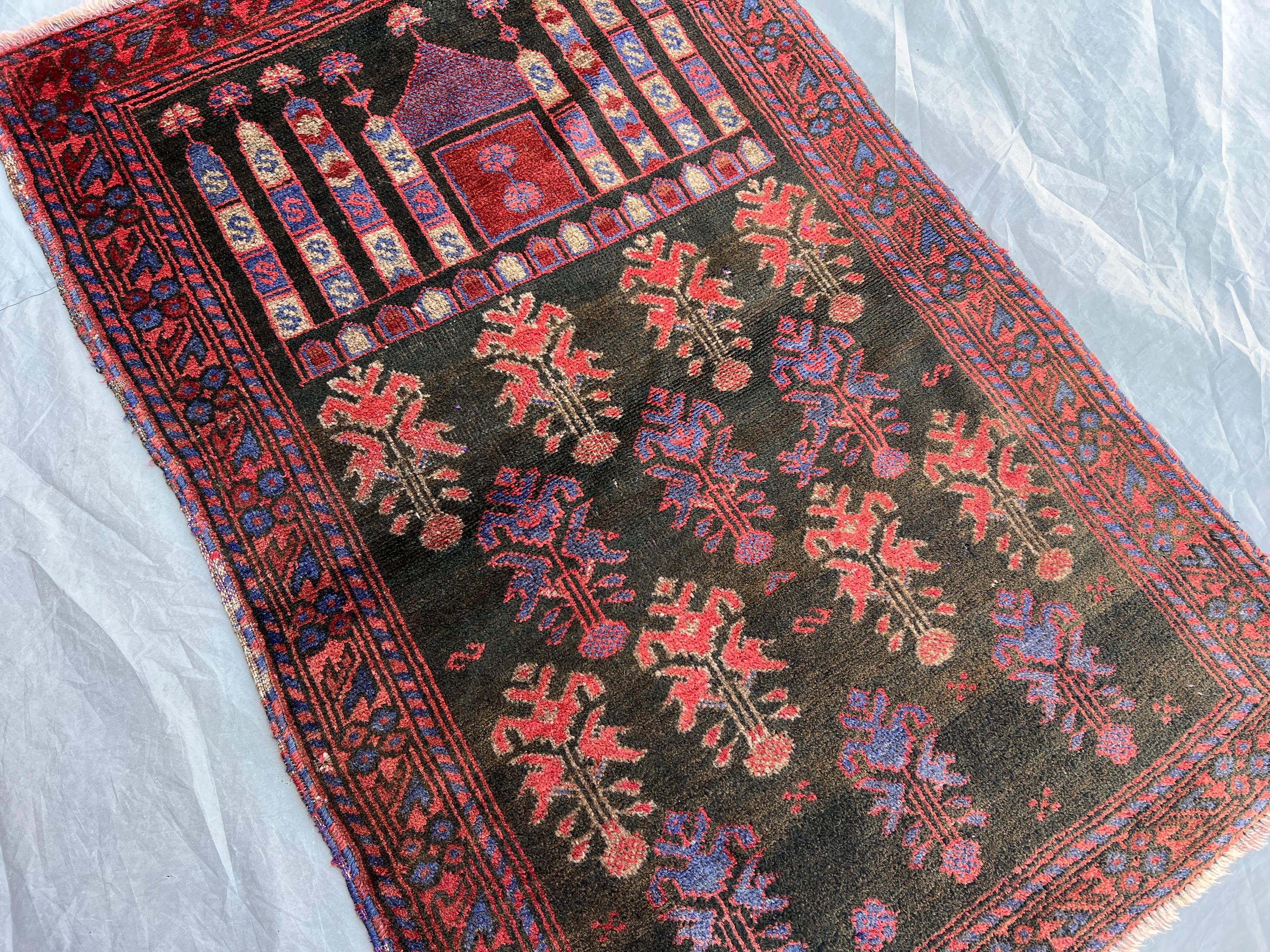 Rare Vintage Afghan Baluchi Prayer Rug 2'7 X 4 Ft Hand-knotted Wool ...