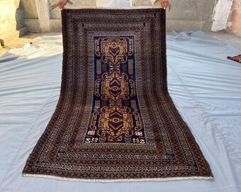 アンティーク トルコ製手織りラグ 6x10 幾何学模様 ウール エリア 
