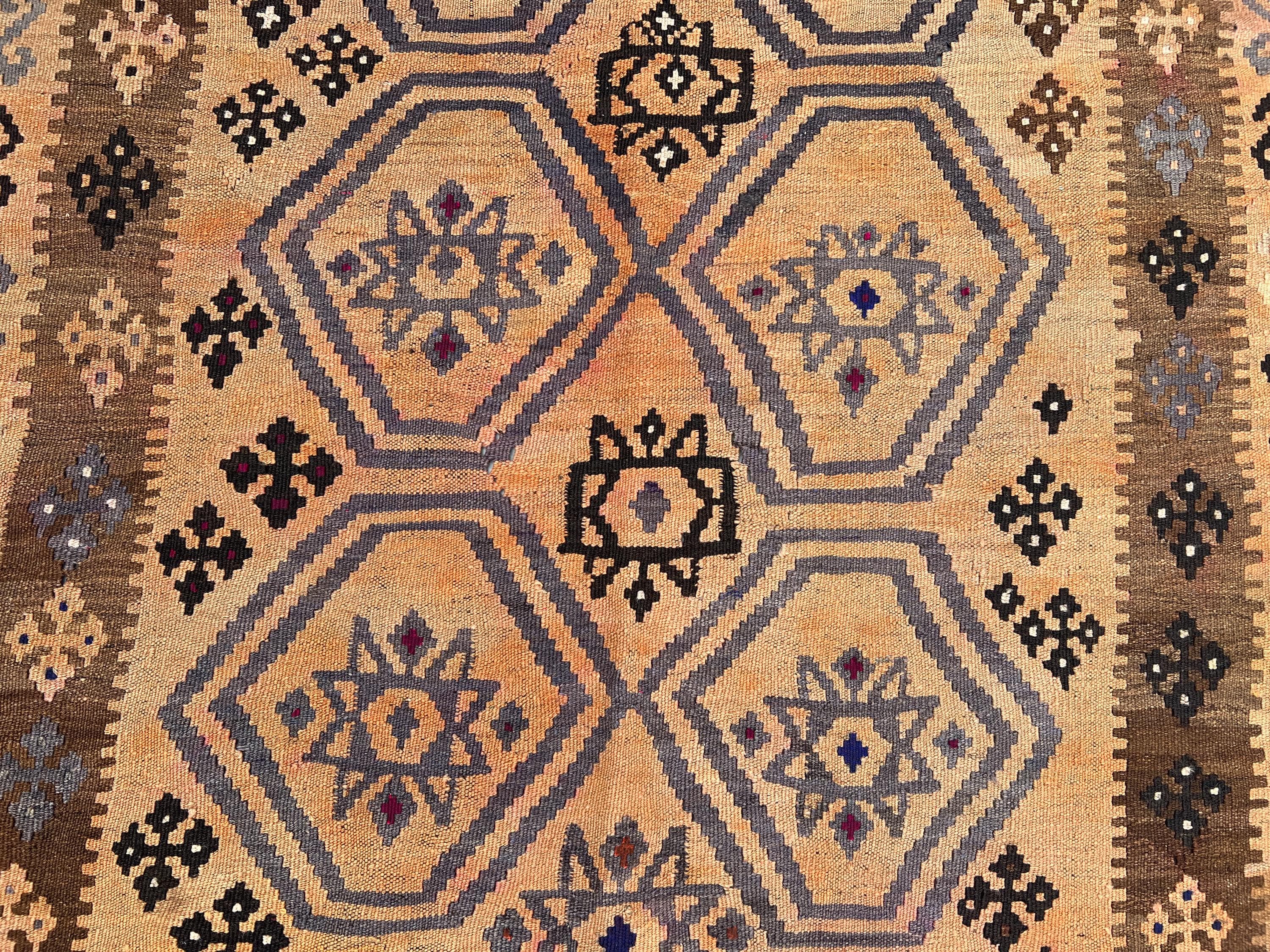 7x10 ヴィンテージ アフガン キリム ラグ、手織りウール 平織り