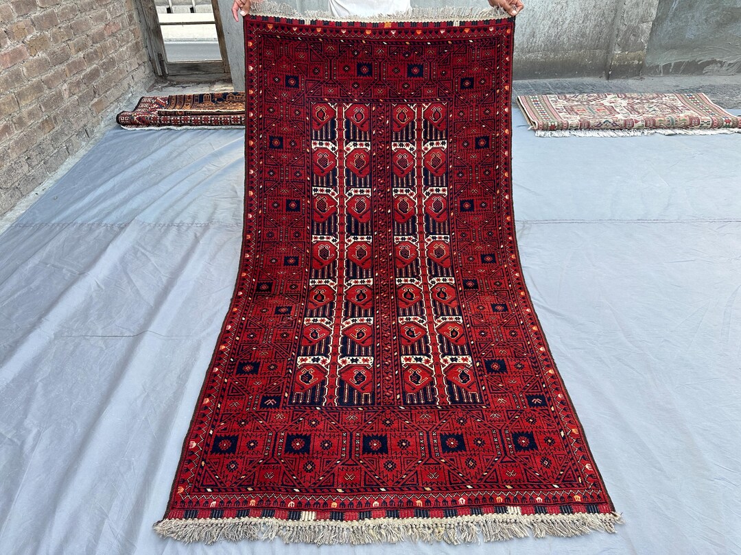 3'5 X 6'6 Ft Antique Turkmen Ersari Rug, Hand-knotted Oriental Carpet ...