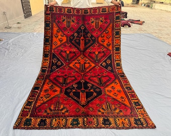 Qashqai Antique Rug 3'9 X 5'1 Feet, Handmade Vintage Shiraz Rug
