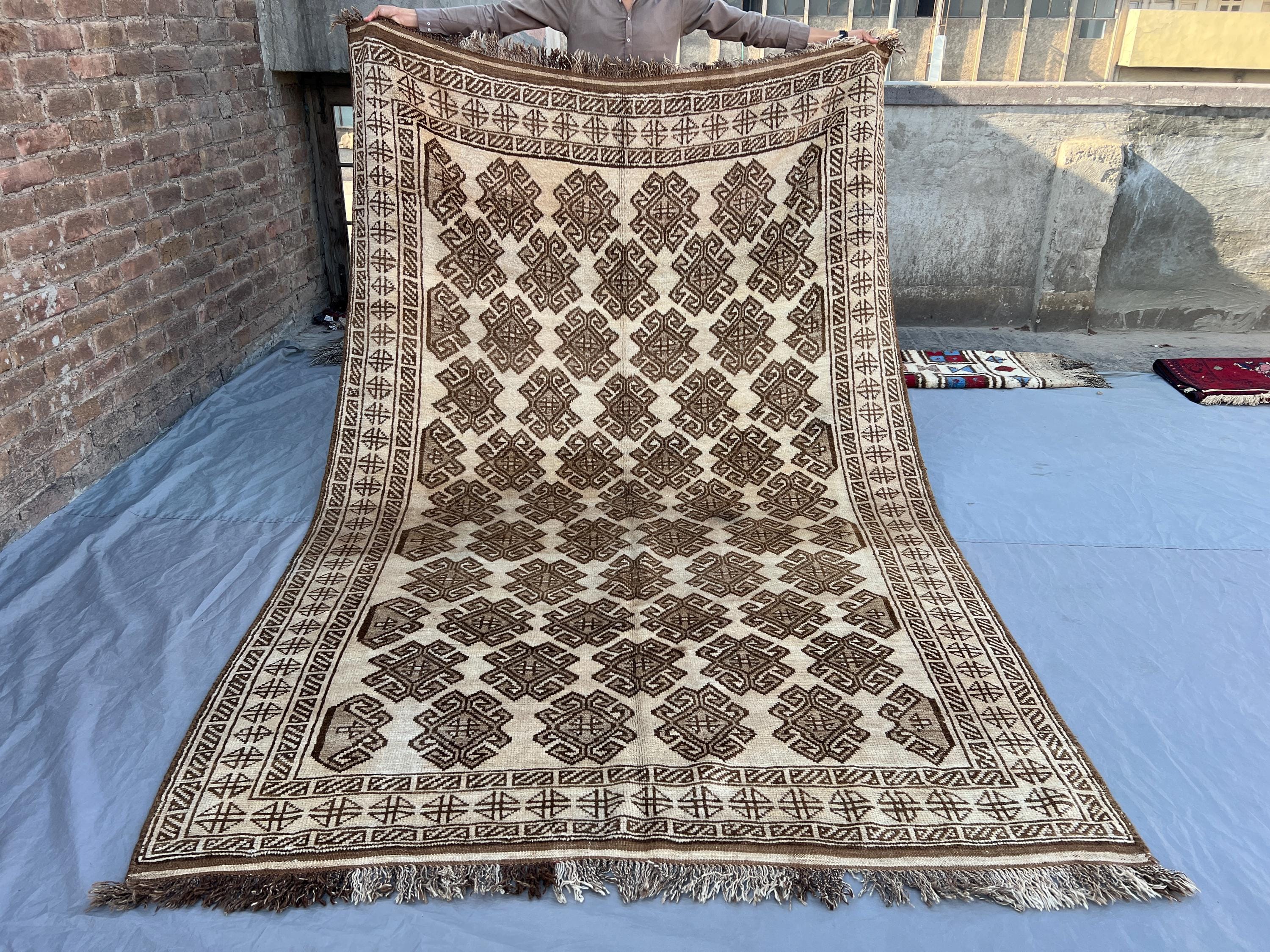 6x9 Afghan Baluch Rug | Hand Knotted Wool | Geometric Pattern