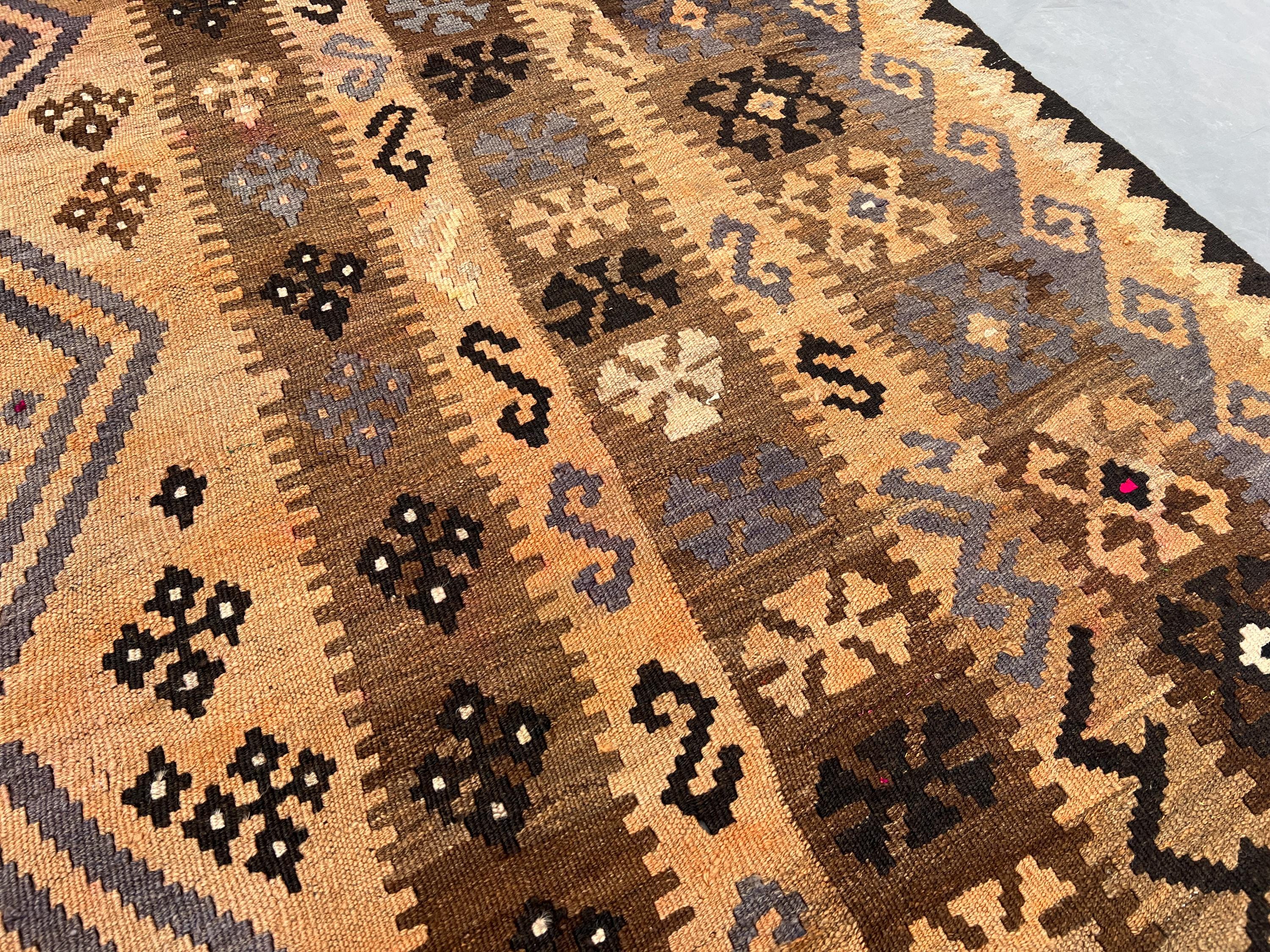 7x10 ヴィンテージ アフガン キリム ラグ、手織りウール 平織り