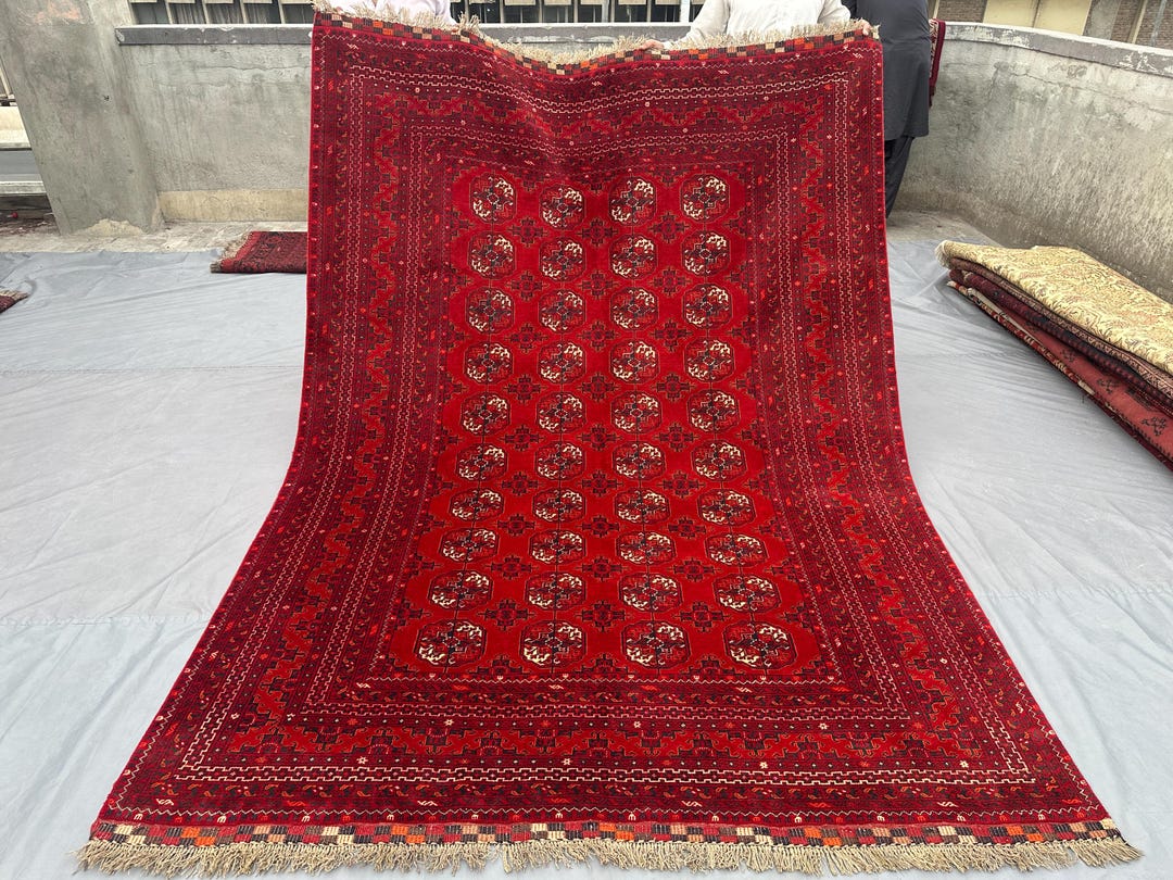 Antique Afghan Tekke Ersari Rug 6'8x9'3 Ft | Hand Knotted Wool Area Rug ...