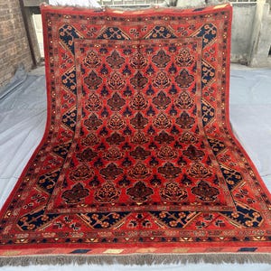 200x250 cm Ersari Turkmen Wollteppich, Handgeknüpfter afghanischer Teppich, Vintage Teppich | Wohnzimmer Teppich, Marokkanischer Teppich