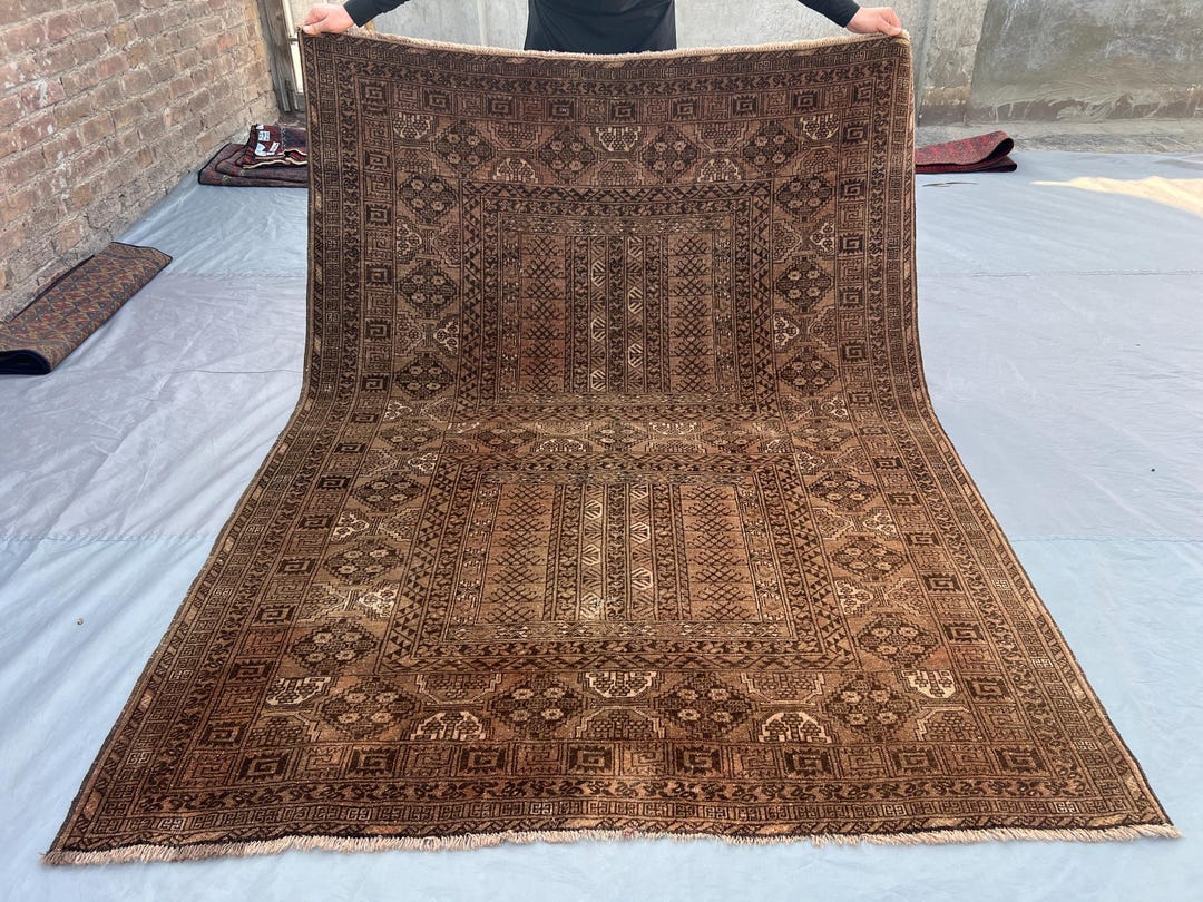 ◇4/14まで30%off◇　トルクメン　ヴィンテージラグ　トライバルラグ 5'5x7'4フィートのヴィンテージトルクメンパルダラグ、ハンド