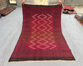 3'8 x 5'5フィートのヴィンテージアフガニスタンスマックキリムラグ