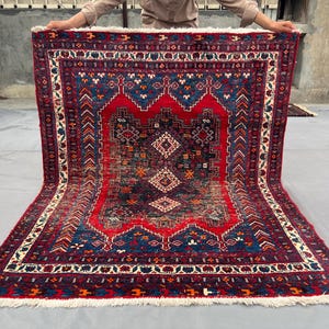 4&#39;5x5&#39;6 ft antique hand knotted rug | 1900s faded low pile caucasian style rug turkish inspired rare tribal rug distressed geometric carpet