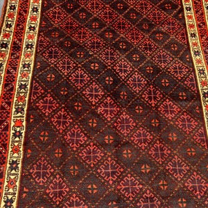 Tapis tribal afghan ancien 178 x 244 cm | Tapis en laine Baloutche fait main des années 1940 | Motif Boukhara turkmène | Grand tapis pour salon ou chambre image 4