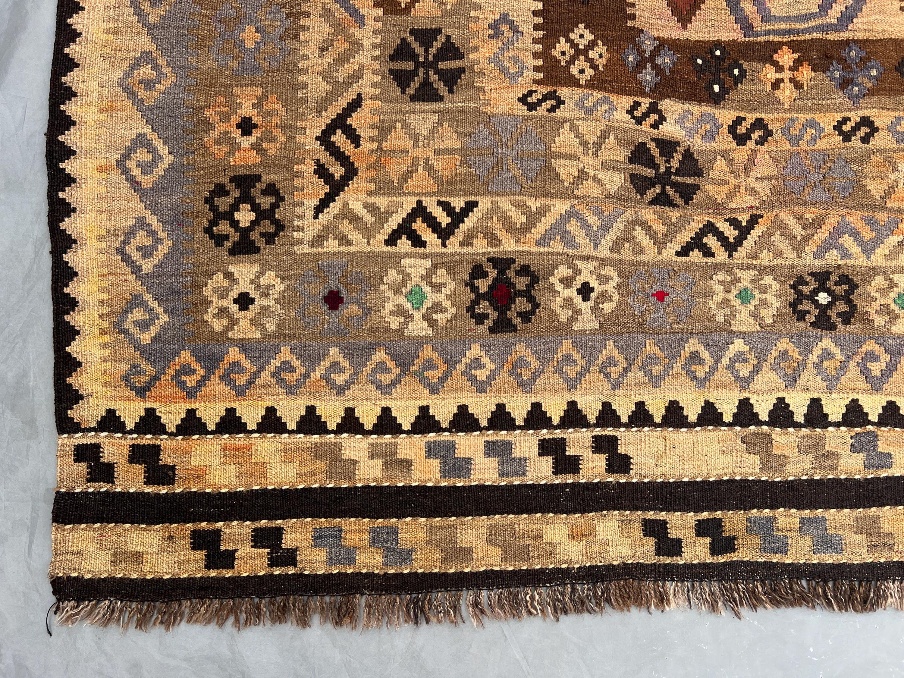 7x10 ヴィンテージ アフガン キリム ラグ、手織りウール 平織り