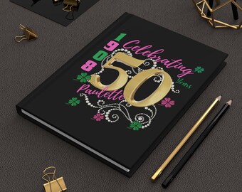 Personalized Celebrating 50 Years, 1908 Hardcover Journal, Line Sister, Soror, Sorority Gift, Greek, Personalized Birthday Notebook
