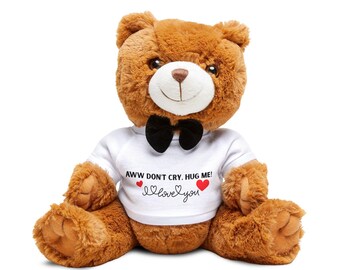 Osito de peluche "Te quiero" con camiseta, Osito de San Valentín, Osito para la salud mental, Osito relajante, Regalo para ella, Regalo para niños, Regalo para él, Regalos infantiles