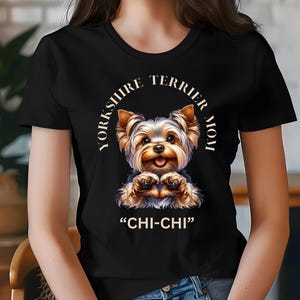 Gepersonaliseerde Yorkshire Terrier T-shirt mama of papa, shirt huisdierliefhebber, minnaar Yorkshire Terrier, vrijetijdskleding, kleding hondenliefhebber, Vaderdagcadeau