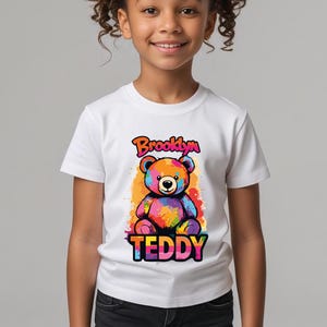 Teddy Bear Kids Tee, Fun Graphic Shirt, Birthday Gift, Children&#39;s Apparel, Casual Wear, Playtime Outfit, Colorful Teddy Bear Shirt