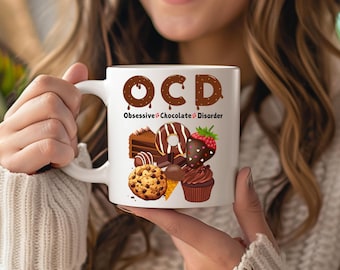Schokoladenliebhaber Keramikbecher, lustiges Geschenk für sie, Dessert Obsession Cup, ich liebe Schokolade, 11 Unzen 15 Unzen Becher mit Erwachsenen Humor, Schokoladentherapie