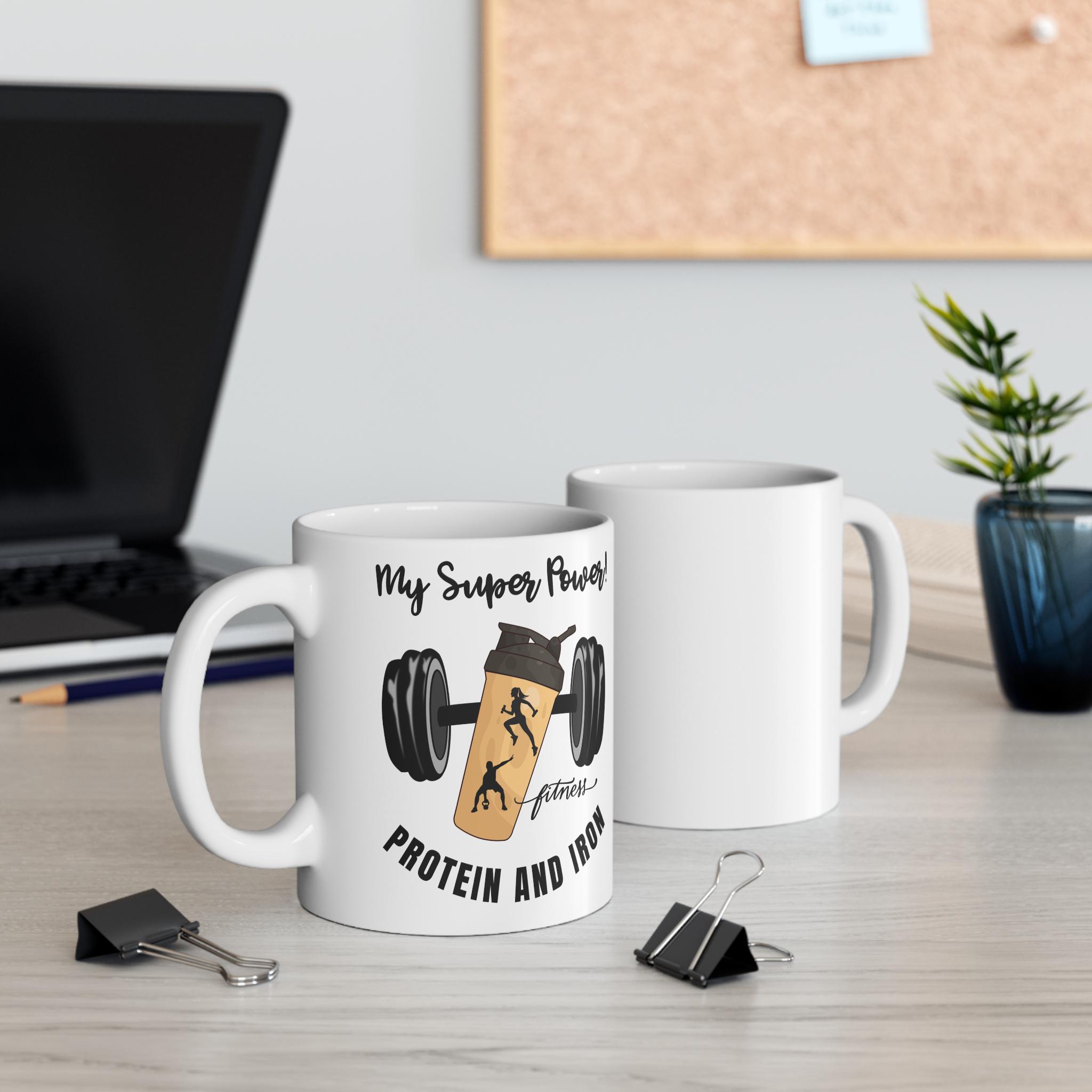 Fitness Mug With Motivational Quote, Gym Lovers Gift, Workout Coffee Cup,  Protein and Iron Drinkware, Exercise Themed Mug - Etsy