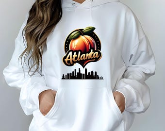 Atlanta Peach Skyline Hoodie, Georgia Peach Cityscape Sweatshirt, Georgia Peach, Atlanta Ga Hoodie, Birthday Gift, Christmas Gift
