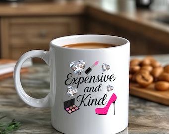 Glamorous Fashionista Mug, Trendy Glam Cup, Stylish Mug for Her, Pink High Heel Design, Makeup Lover's Gift, Birthday Gift
