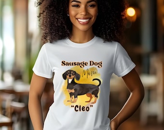 Gepersonaliseerde worsthond mama of papa T-shirt, teckelliefhebber, teckeleigenaar, teckelcadeau, verjaardagscadeau, kerstcadeau, Weiner-hond