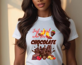 Just a Girl Who Loves Chocolate Tee, Unisex Cotton T-Shirt, Fun Gift for Chocolate Lovers, Casual Wear, Birthday Gift