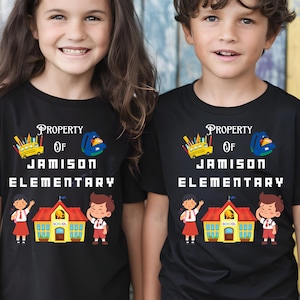 Personalized Elementary Kids School Pride Tee, Cute Kids Tee, Back to School Shirt,  Elementary School Shirt, Student Shirt, Teacher Gift
