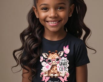 Personalized Cute Giraffe Kids Tee, Perfect for Birthdays, Everyday Wear, Toddler T-Shirt, Animal Lover Gift, Spring Fashion, Giraffe Lover