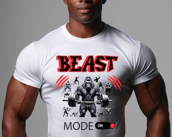 Weight Lifting T-shirt, Beast Mode On Unisex Heavy Cotton Tee, Gym Shirt, Fitness Apparel, Workout Clothes, Gift for Fitness Lovers