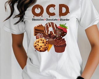 Camiseta unisex para amantes del chocolate, divertida camiseta con trastorno obsesivo del chocolate, camiseta "Me encanta el chocolate", camiseta para entusiastas del chocolate, el chocolate es mi...