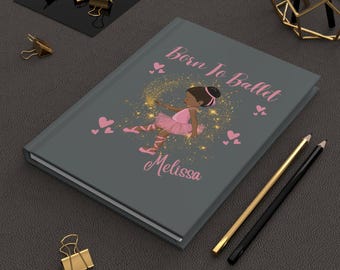 Diário de balé infantil personalizado, diário de balé com capa dura, presente para meninas, caderno de bailarina personalizado, presente para bailarina, presente de aniversário