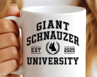 Giant Schnauzer University Mug, Dog Lover Gift, Pet Parent Coffee Cup, Fun Pet Mug, Schnauzer Drinkware, Holiday Gift