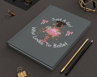 Personalized Ballet Girl Illustration Hardcover Journal, Ballet, Girls Ballet Notebook, Gift For Her, Birthday Gift, Ballet Lover