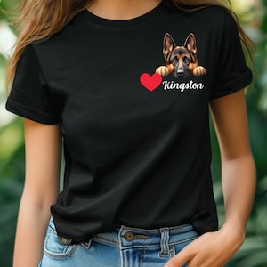 Personalized German Shepherd Tee German Shepherd Lover T-Shirt, Pet Owner Gift, Casual Wear, Animal Lover Shirt, Birthday Gift, Dog Mom Tee