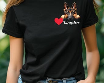 Maglietta personalizzata con pastore tedesco, maglietta per amanti del pastore tedesco, regalo per proprietari di animali, abbigliamento casual, maglietta per amanti degli animali, regalo di compleanno, maglietta per mamme di cani