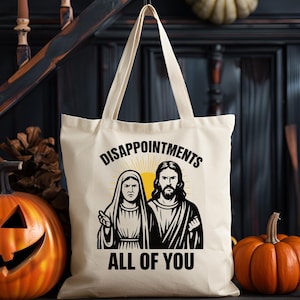 Jesus Humor Tote Bag, Funny Gift for Friends, Church Member Gift, Birthday Gift, Group Gift, Holiday Gift, Teacher Gift