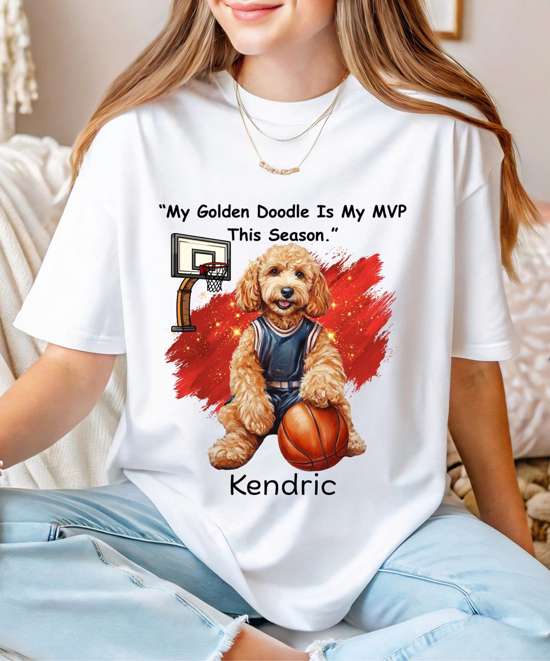 Personalized Goldendoodle Basketball Dog Tee | Custom Name Shirt - Etsy