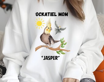 Personalized Cockatiel Mom Crewneck Sweatshirt, Gift for Cockatiel Lovers, Cozy Bird Sweatshirt, Mother's Day Gift, Bird Lover Sweatshirt