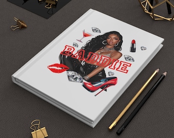 Baddie Hardcover Journal, Fashion, Diamonds, Lipstick, High Heels, Glam Girl, Pretty Girl, Attractive, Glamorous, Birthday Gift