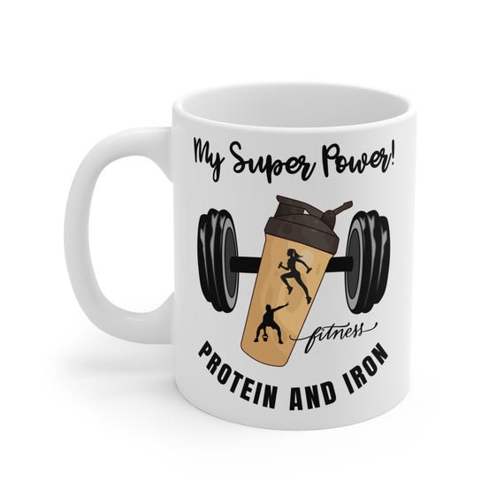 Fitness Mug With Motivational Quote, Gym Lovers Gift, Workout Coffee Cup,  Protein and Iron Drinkware, Exercise Themed Mug - Etsy