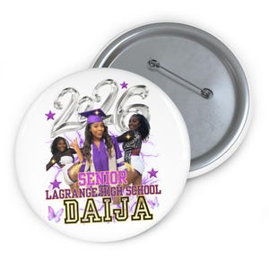 Personalized Senior Graduation Photo Pin Button | Custom Name, Class of 2026, Graduation Pin