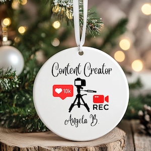 Personalized Content Creator Ornament | Unique Gift for Influencers | Custom Decorative Holiday Piece | Perfect for Christmas & New [...]