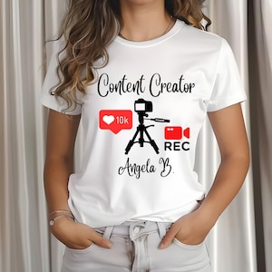 Personalized Content Creator Unisex Tee, Video Makers, Influencer Shirt, Vlogger Shirt, Personalized Content Creator, Holiday Gift