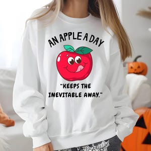 Funny Apple Sweatshirt, Unisex Crewneck, Gift for Fruit Lovers, Cute Humor Clothing, Apple Themed Sweater, Cozy Everyday Wear