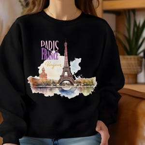Paris France Women&#39;s Premium Sweatshirt, I Love Paris, Bonjour, Gift For Her - Unisex Sweatshirt, Crewneck Jumper, French Fashion, Eiffel