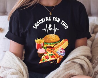 Przyszła mama Snack Lovers Unisex Heavy Cotton Tee - Zabawna koszulka Foodie dla przyszłych rodziców, prezent na baby shower, swobodny ubiór, nowa mama