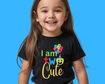 Niedliches Kinder Geburtstag T-Shirt - I am Two, Kinder Party Outfit, Kleinkind Geburtstagsgeschenk, Verspieltes Baumwoll Shirt, lustige Kinder Kleidung, 2