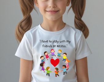 Kids Recess Love Tee, Fun Cotton Shirt for Children, Perfect Gift for Birthdays, Playdates, School Events, Summer Camp, Birthday Party