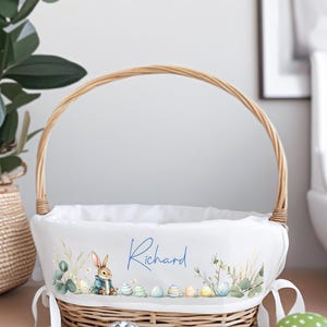 Personalized Easter Basket Liner, Bunny Easter Basket Liner, Custom Easter Basket Liner with Name or Monogram, Easter Gifts for Boy or Girl
