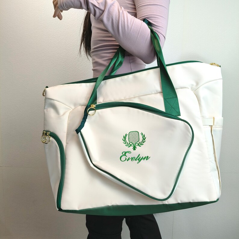 Personalized Pickleball Bag – Custom Embroidered Sports Tote with Racket Pocket, Unique Pickleball Gift for Players and Tournaments AD afbeelding 14